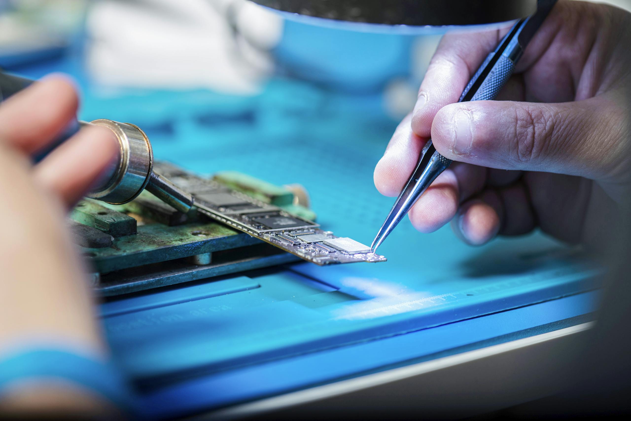 Board-level repair work at 1UP Games & Repairs