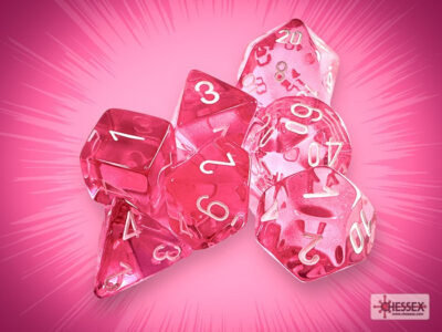 TL Poly Pk Wt 7p Translucent Polyhedral Pink/white 7-Die Set