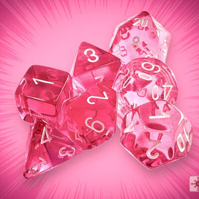 TL Poly Pk Wt 7p Translucent Polyhedral Pink/white 7-Die Set