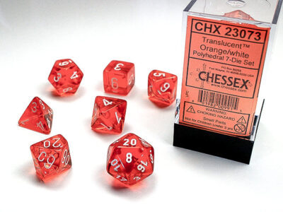 TL Poly Or Wh 7p Translucent Polyhedral Orange/white 7-Die Set