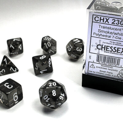 TL Poly Smoke Wh 7p Translucent Polyhedral Smoke/white 7-Die Set