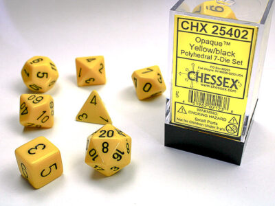 OP Poly Ye Bk 7p Opaque Polyhedral Yellow/black 7-Die Set