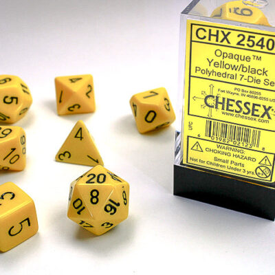 OP Poly Ye Bk 7p Opaque Polyhedral Yellow/black 7-Die Set