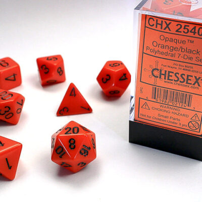 OP Poly Or Bk 7p Opaque Polyhedral Orange/black 7-Die Set