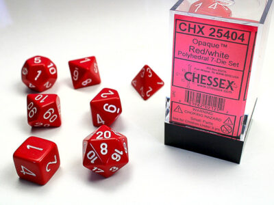 OP Poly Rd Wh 7p Opaque Polyhedral Red/white 7-Die Set