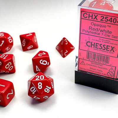 OP Poly Rd Wh 7p Opaque Polyhedral Red/white 7-Die Set