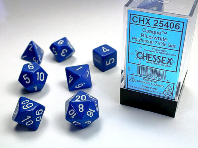 OP Poly Bl Wh 7p Opaque Polyhedral Blue/white 7-Die Set