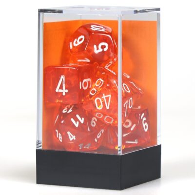 TL Poly Or Wh 7p Translucent Polyhedral Orange/white 7-Die Set - Image 3